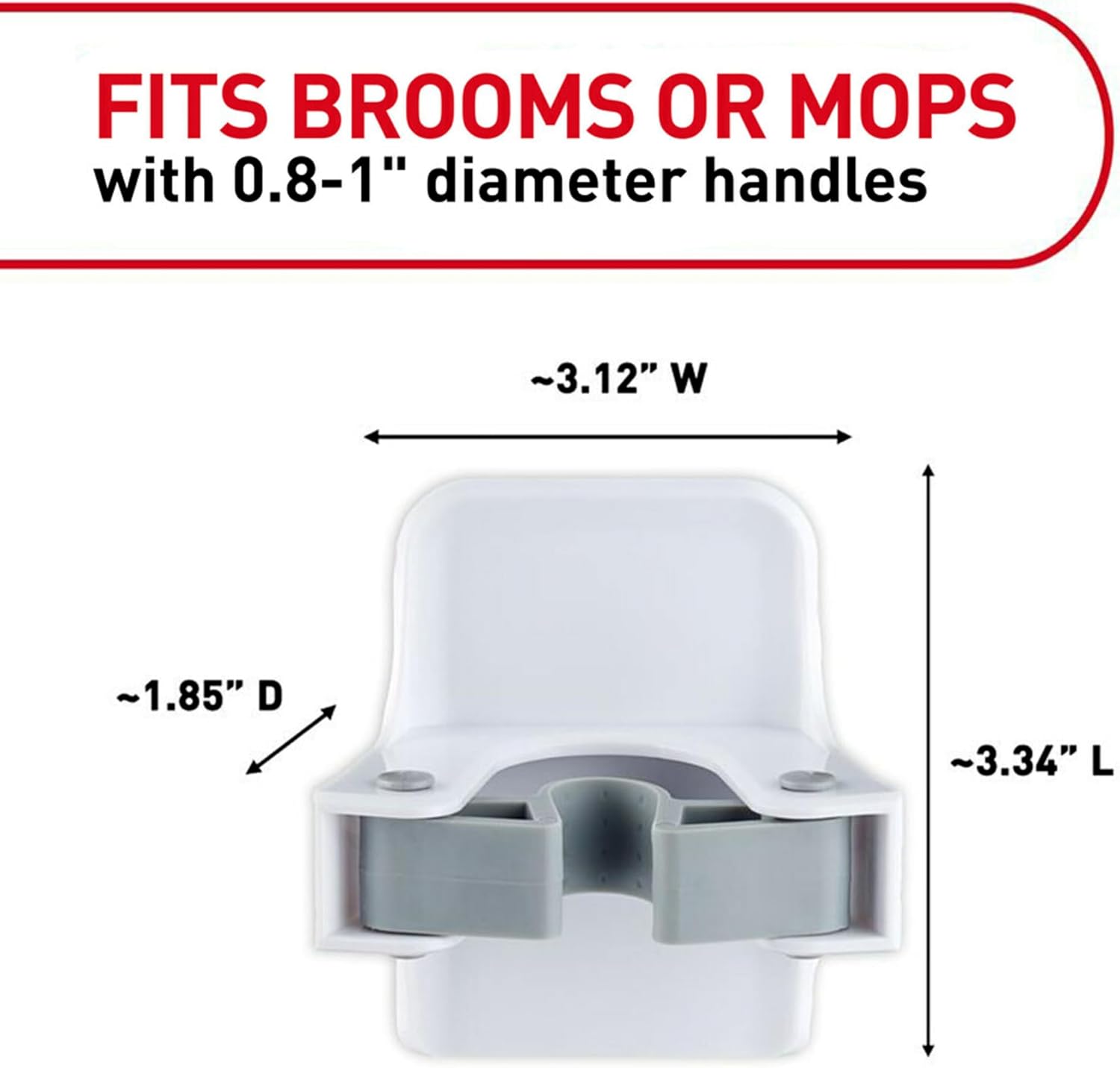 Command Broom Grippers. 2 Hangers and 4 Strips. Damage-Free Mop and Broom Holder Wall Mount. Household Cleaning Tool Organizer for Kitchen. Laundry Room. Closet. Holds up to 4 lb - Image 5