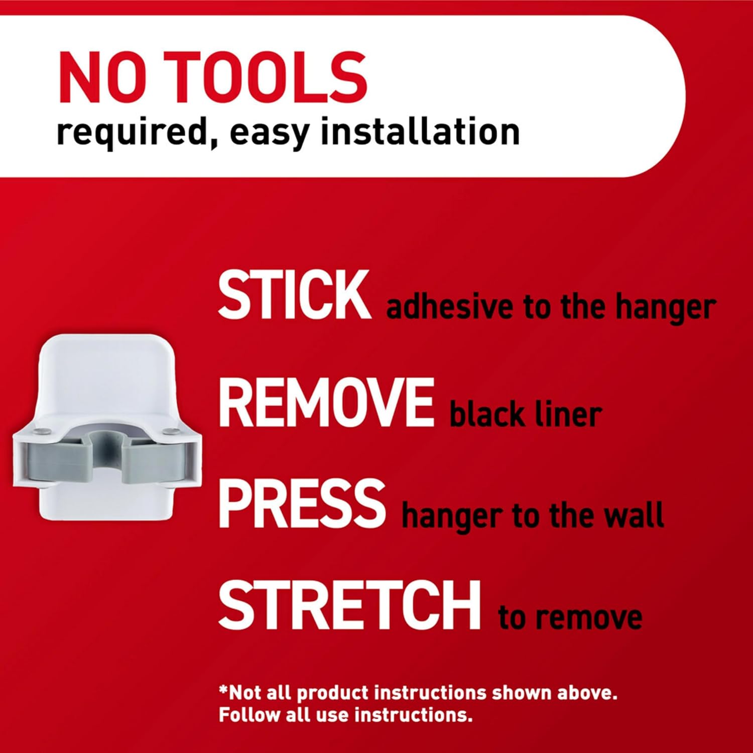 Command Broom Grippers. 2 Hangers and 4 Strips. Damage-Free Mop and Broom Holder Wall Mount. Household Cleaning Tool Organizer for Kitchen. Laundry Room. Closet. Holds up to 4 lb - Image 6