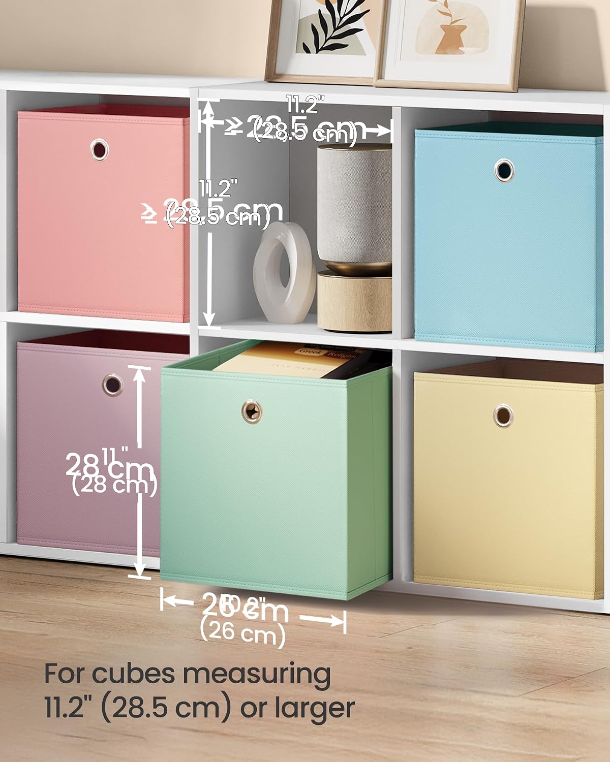 SONGMICS Storage Cubes. Set of 6 Odorless Foldable Storage Boxes | Closet Organizers for Shelf. Rainbow Storage Bins. 10.2 x 10.2 x 11 Inches. URFB226X01 - Image 3