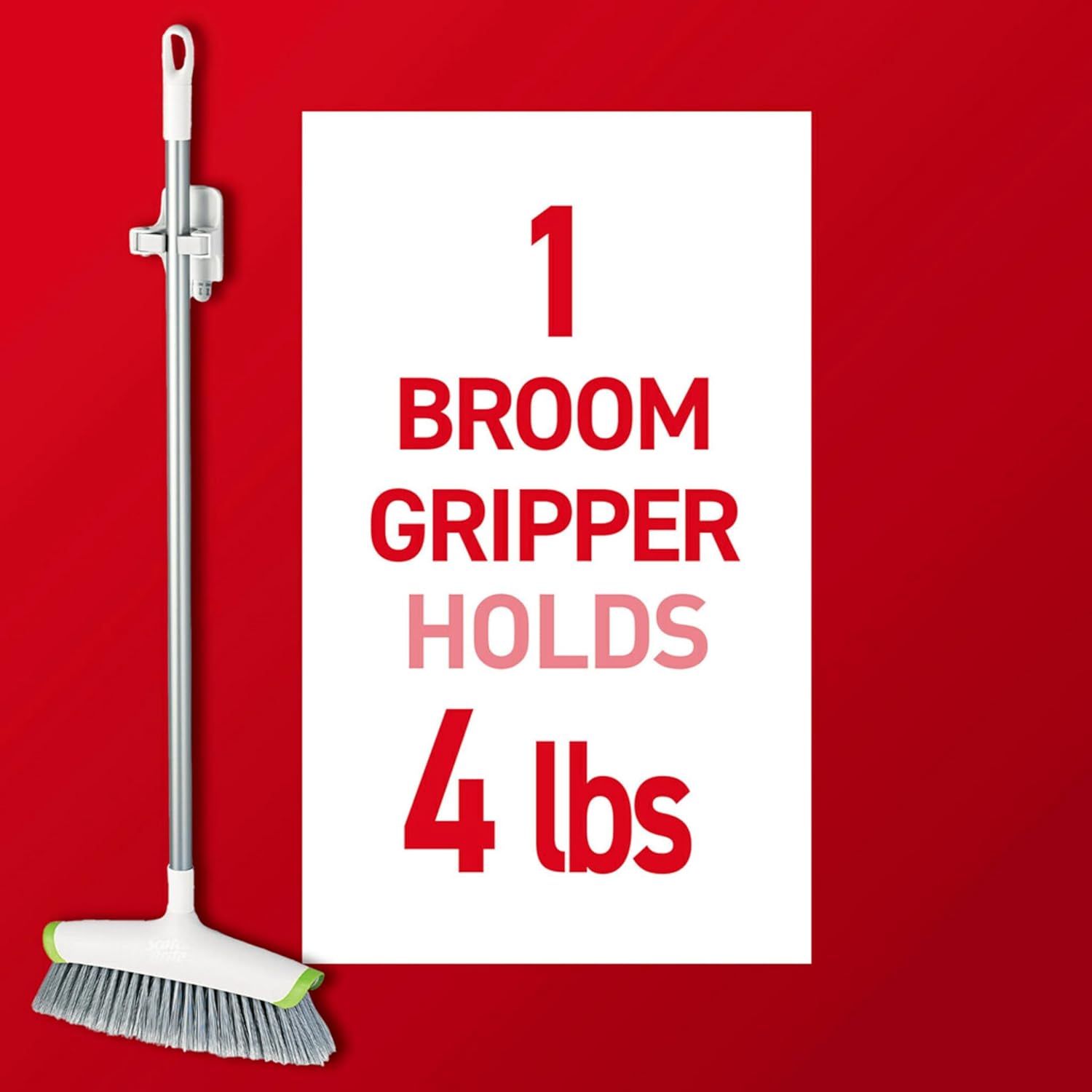 Command Broom Grippers. 2 Hangers and 4 Strips. Damage-Free Mop and Broom Holder Wall Mount. Household Cleaning Tool Organizer for Kitchen. Laundry Room. Closet. Holds up to 4 lb - Image 3