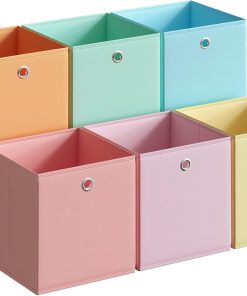 SONGMICS Storage Cubes. Set of 6 Odorless Foldable Storage Boxes | Closet Organizers for Shelf. Rainbow Storage Bins. 10.2 x 10.2 x 11 Inches. URFB226X01