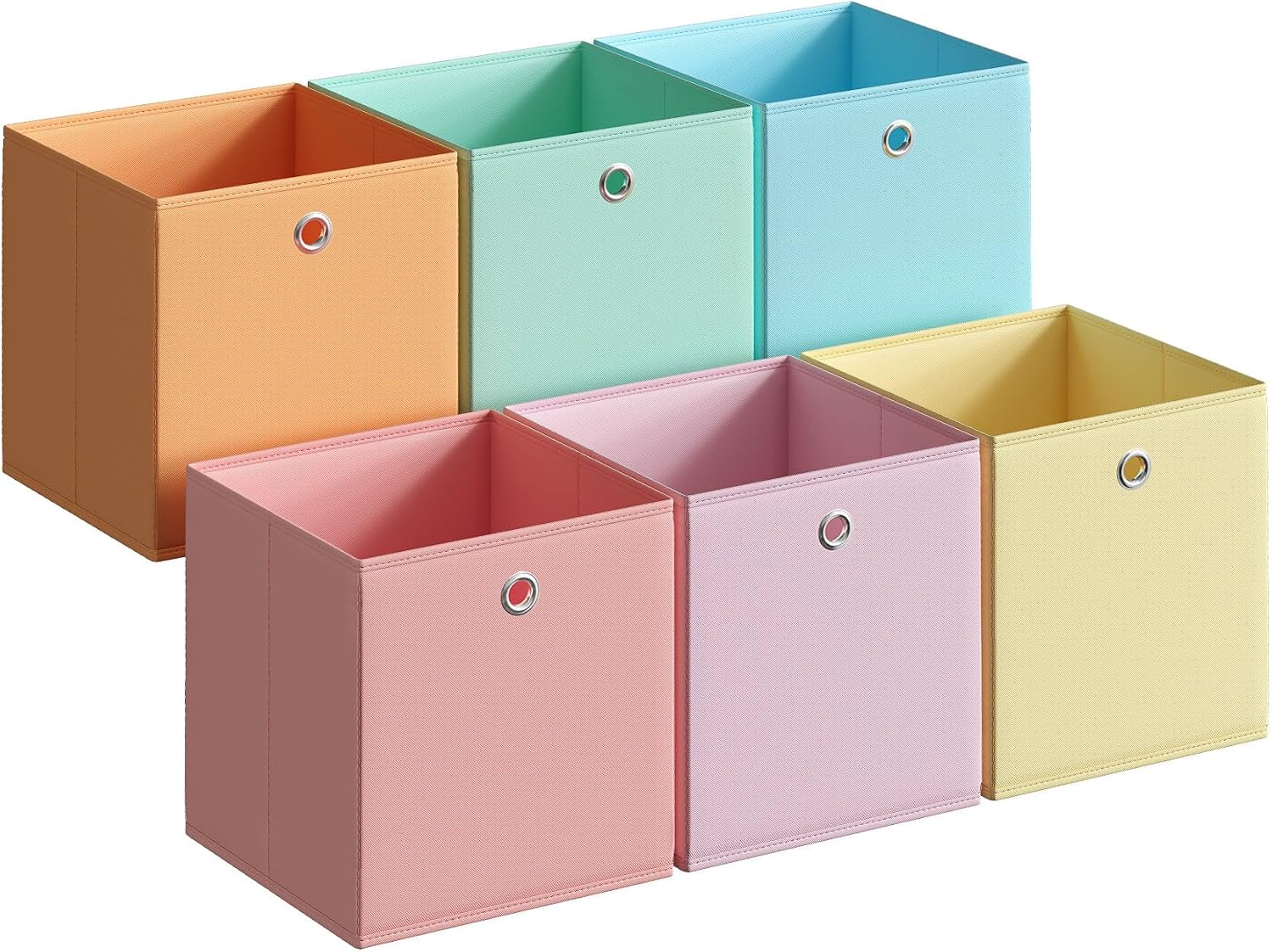 SONGMICS Storage Cubes. Set of 6 Odorless Foldable Storage Boxes | Closet Organizers for Shelf. Rainbow Storage Bins. 10.2 x 10.2 x 11 Inches. URFB226X01