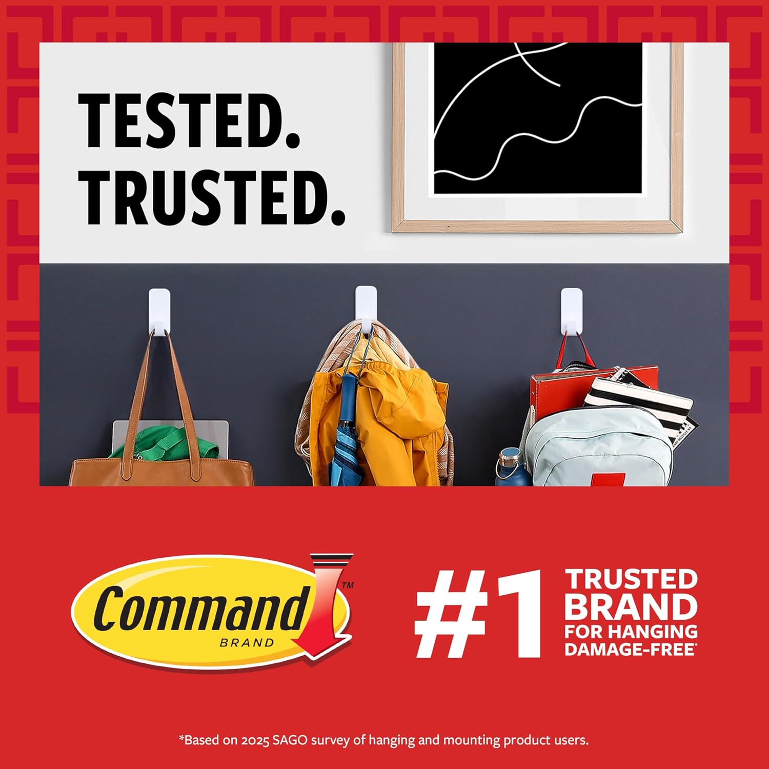 Command Broom Grippers. 2 Hangers and 4 Strips. Damage-Free Mop and Broom Holder Wall Mount. Household Cleaning Tool Organizer for Kitchen. Laundry Room. Closet. Holds up to 4 lb - Image 2