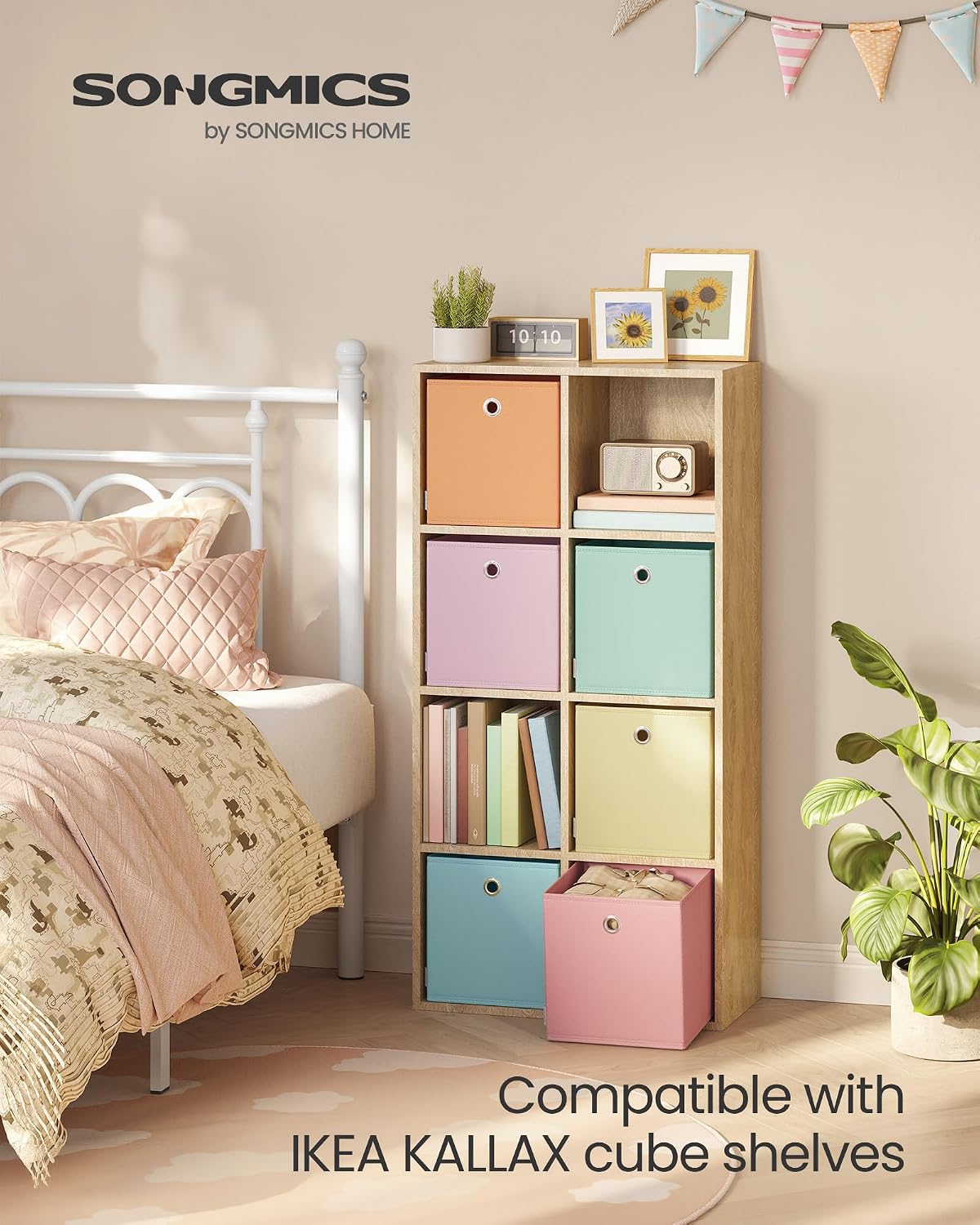 SONGMICS Storage Cubes. Set of 6 Odorless Foldable Storage Boxes | Closet Organizers for Shelf. Rainbow Storage Bins. 10.2 x 10.2 x 11 Inches. URFB226X01 - Image 2