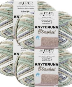 #6 Super Bulky Blanket Yarn for Crocheting - 4 Skeins(Each 10.5oz/300g. 220yds/201m). Chunky Chenille Thick Plush Big Soft Yarn for Crocheting Knitting Blankets. Cream & Sage & Grey & Khaki